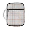 White Halloween Tattersall Pattern Print Front Pocket Bible Bag