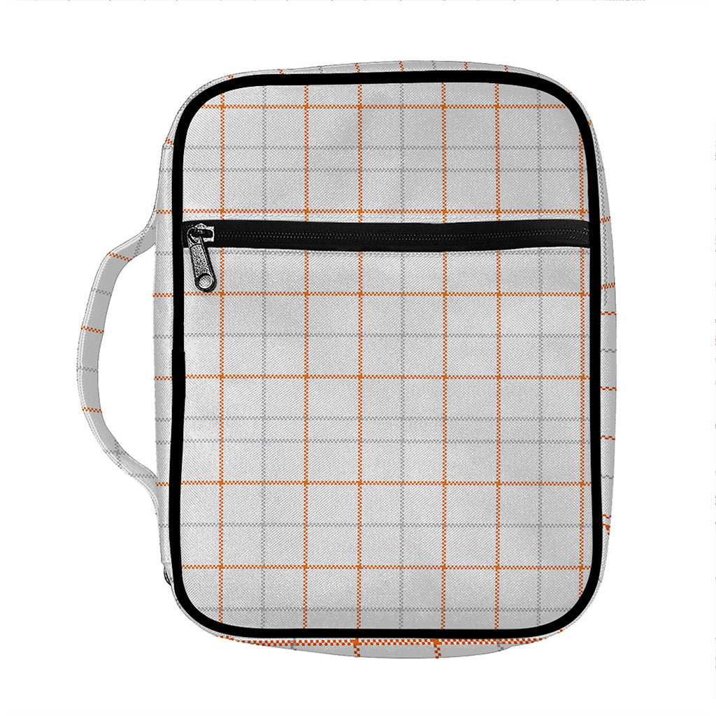 White Halloween Tattersall Pattern Print Front Pocket Bible Bag