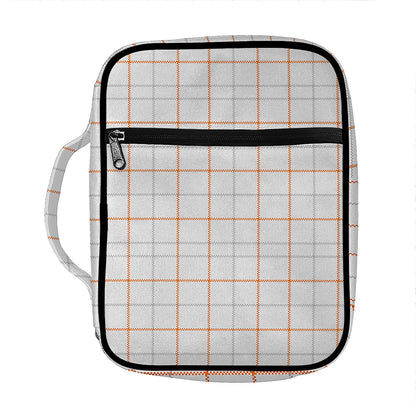 White Halloween Tattersall Pattern Print Front Pocket Bible Bag