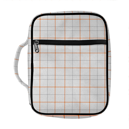 White Halloween Tattersall Pattern Print Front Pocket Bible Bag