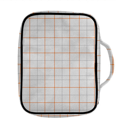 White Halloween Tattersall Pattern Print Front Pocket Bible Bag