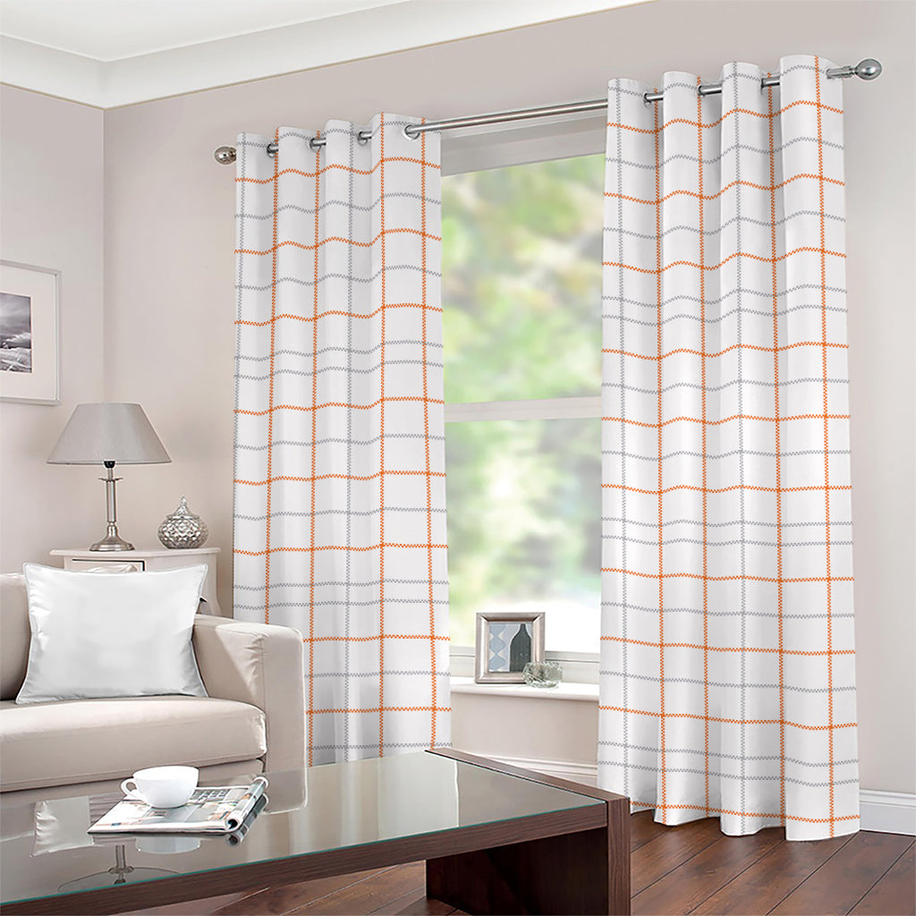 White Halloween Tattersall Pattern Print Grommet Curtains