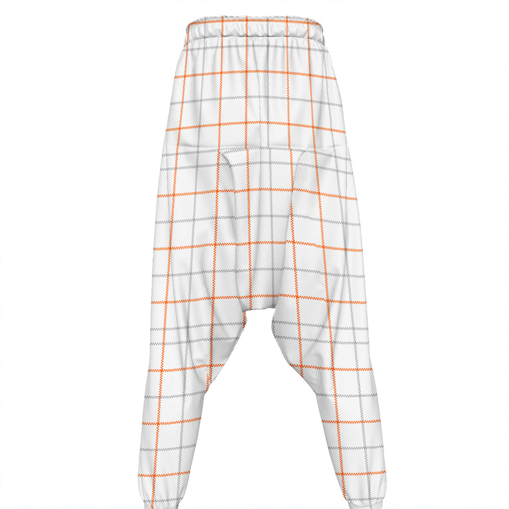 White Halloween Tattersall Pattern Print Hammer Pants