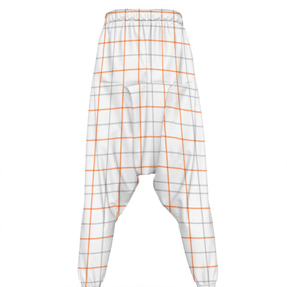 White Halloween Tattersall Pattern Print Hammer Pants