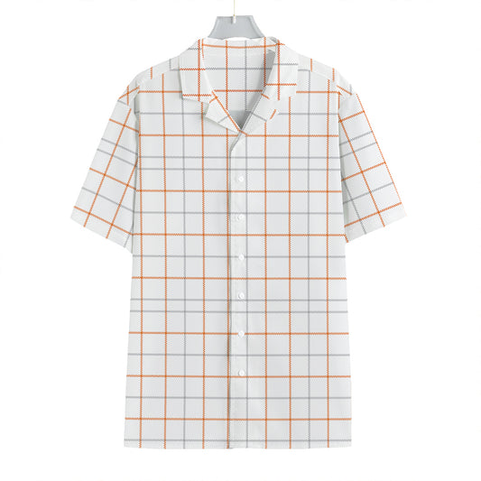 White Halloween Tattersall Pattern Print Hawaiian Shirt