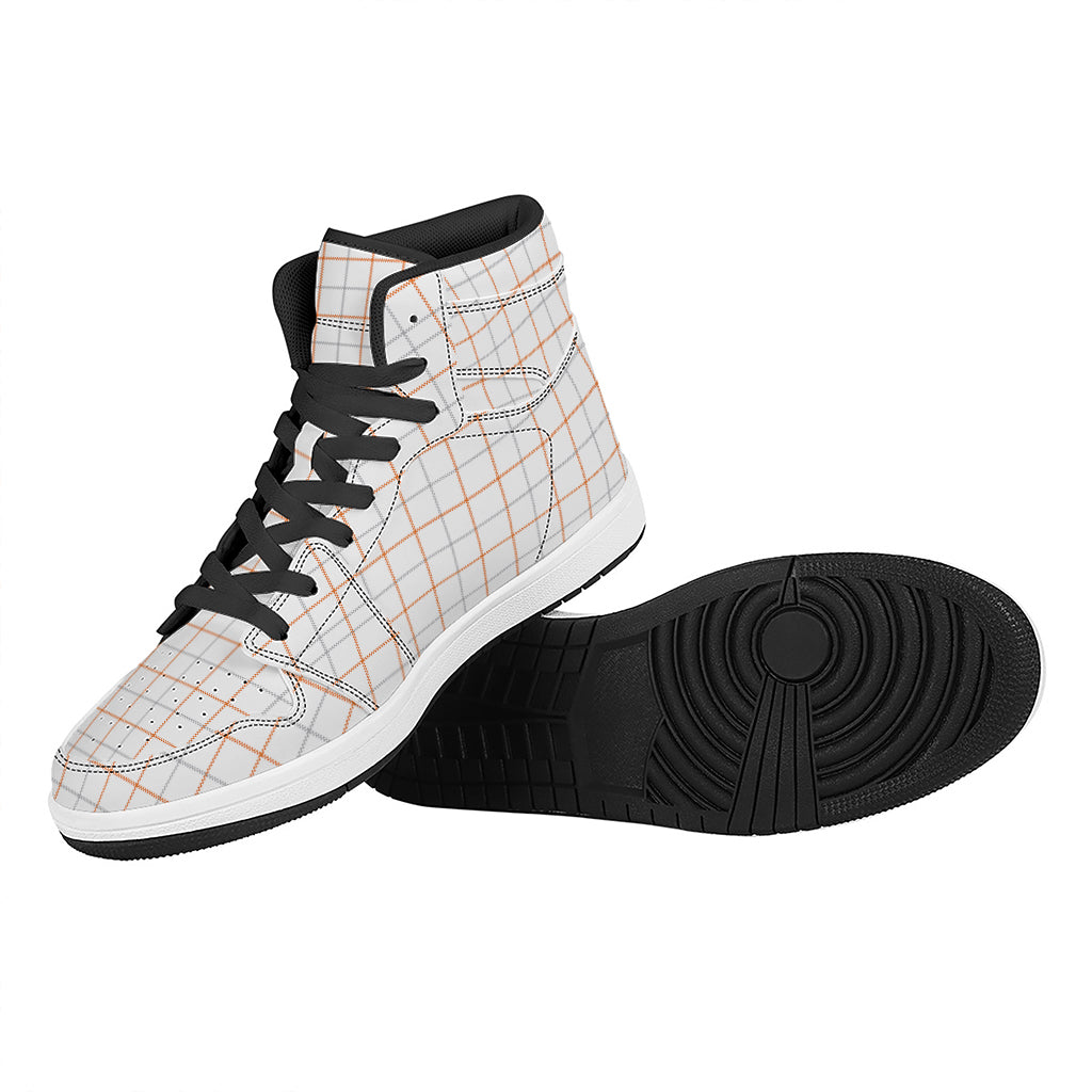 White Halloween Tattersall Pattern Print High Top Leather Sneakers