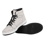 White Halloween Tattersall Pattern Print High Top Leather Sneakers