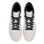 White Halloween Tattersall Pattern Print High Top Leather Sneakers