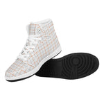White Halloween Tattersall Pattern Print High Top Leather Sneakers