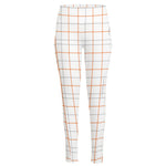 White Halloween Tattersall Pattern Print High-Waisted Pocket Leggings