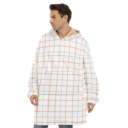 White Halloween Tattersall Pattern Print Hoodie Blanket