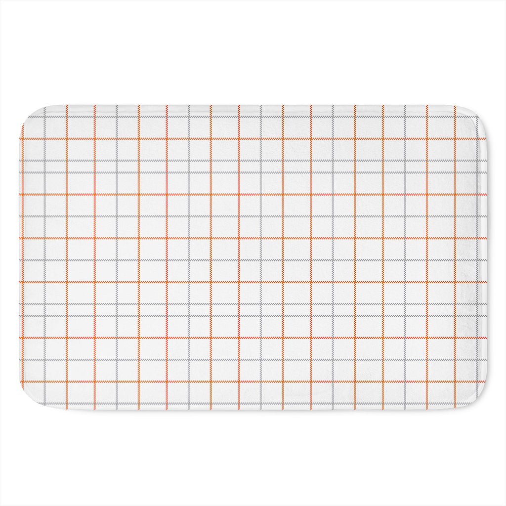 White Halloween Tattersall Pattern Print Indoor Door Mat