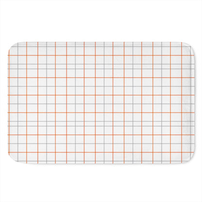 White Halloween Tattersall Pattern Print Indoor Door Mat