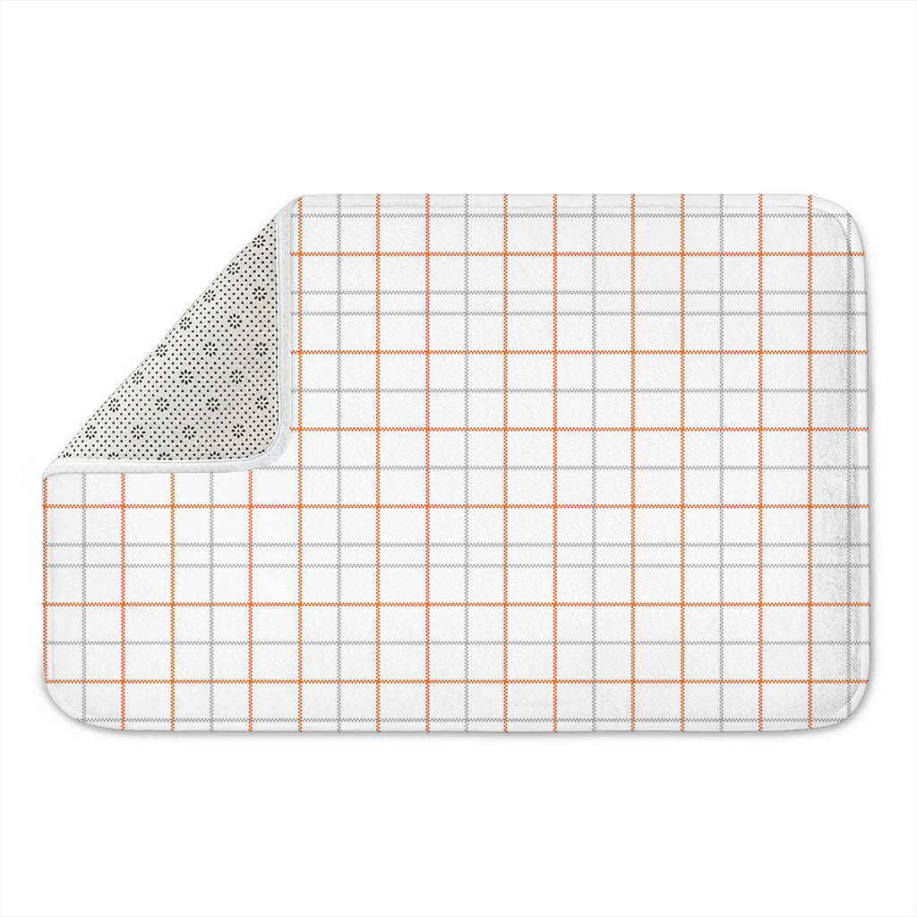 White Halloween Tattersall Pattern Print Indoor Door Mat