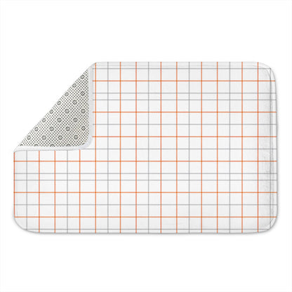 White Halloween Tattersall Pattern Print Indoor Door Mat