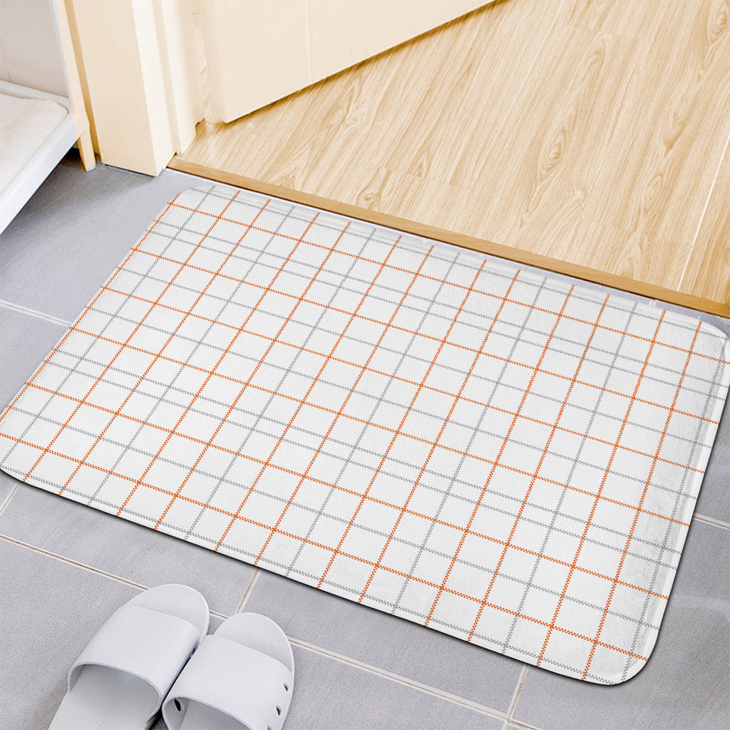 White Halloween Tattersall Pattern Print Indoor Door Mat