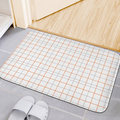 White Halloween Tattersall Pattern Print Indoor Door Mat