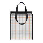White Halloween Tattersall Pattern Print Insulated Lunch Tote