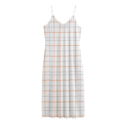 White Halloween Tattersall Pattern Print Jersey Midi Cami Dress