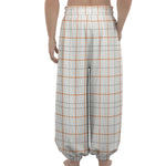 White Halloween Tattersall Pattern Print Lantern Pants