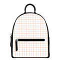 White Halloween Tattersall Pattern Print Leather Backpack