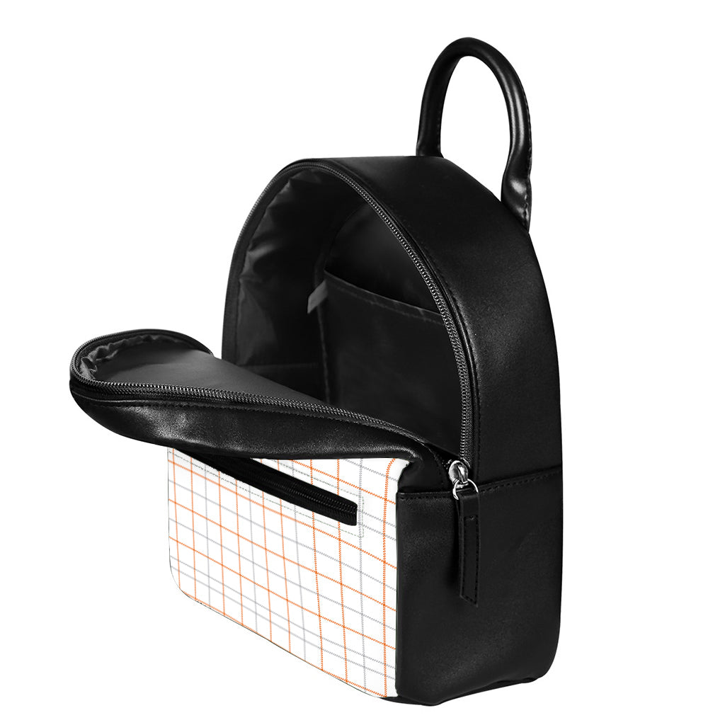 White Halloween Tattersall Pattern Print Leather Backpack