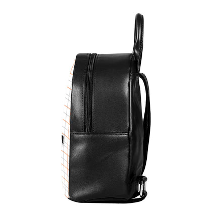 White Halloween Tattersall Pattern Print Leather Backpack