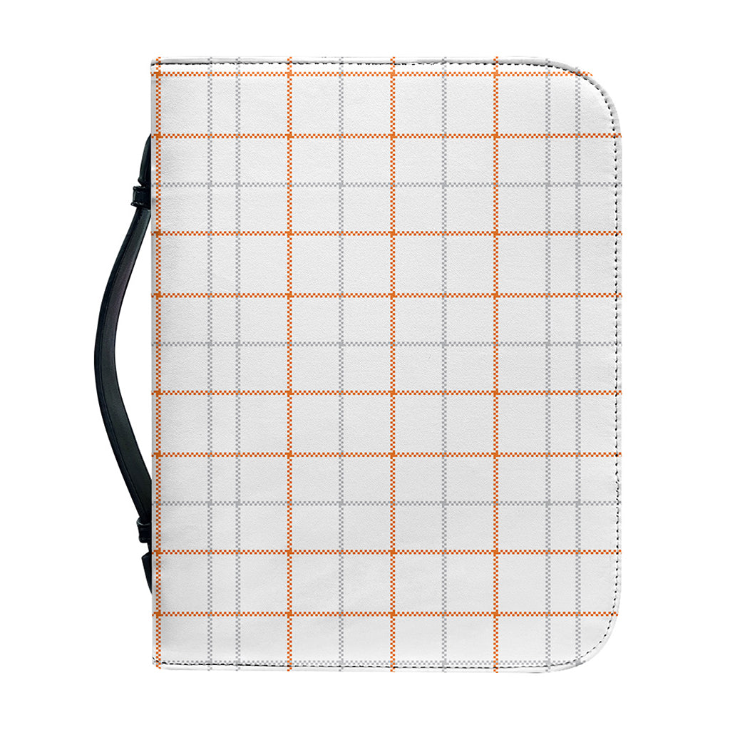 White Halloween Tattersall Pattern Print Leather Bible Cover
