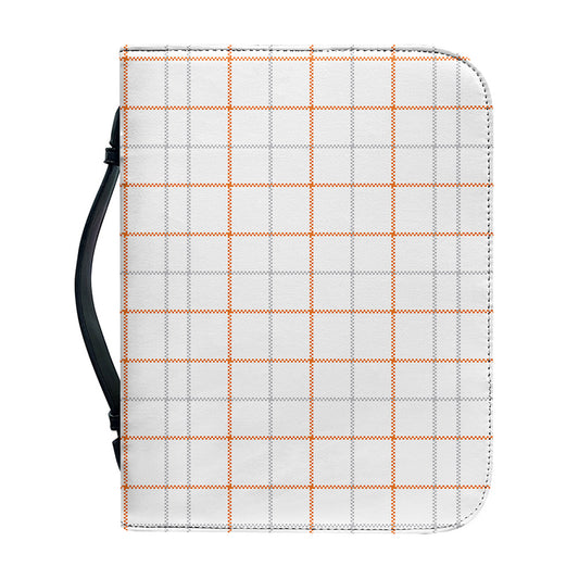 White Halloween Tattersall Pattern Print Leather Bible Cover