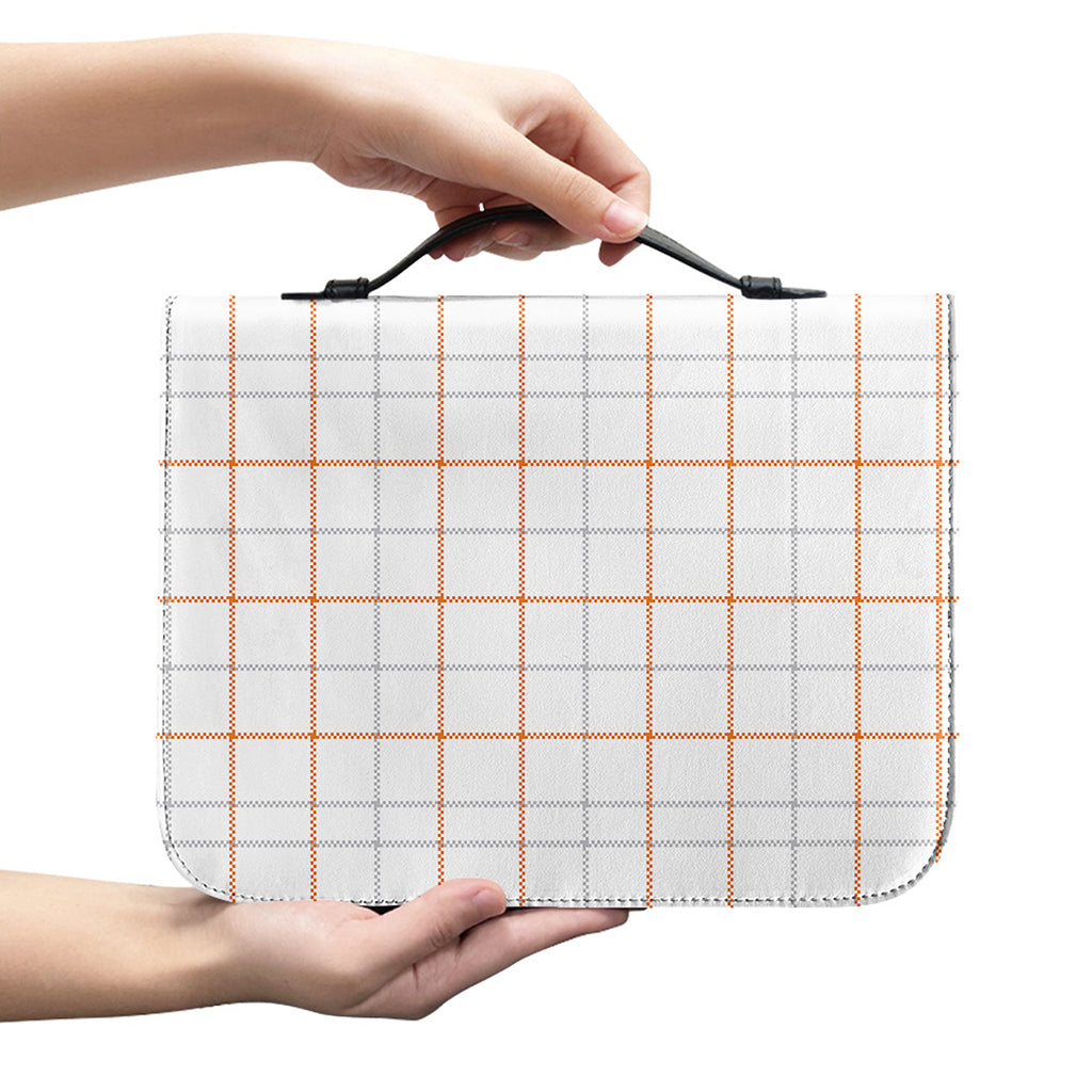 White Halloween Tattersall Pattern Print Leather Bible Cover