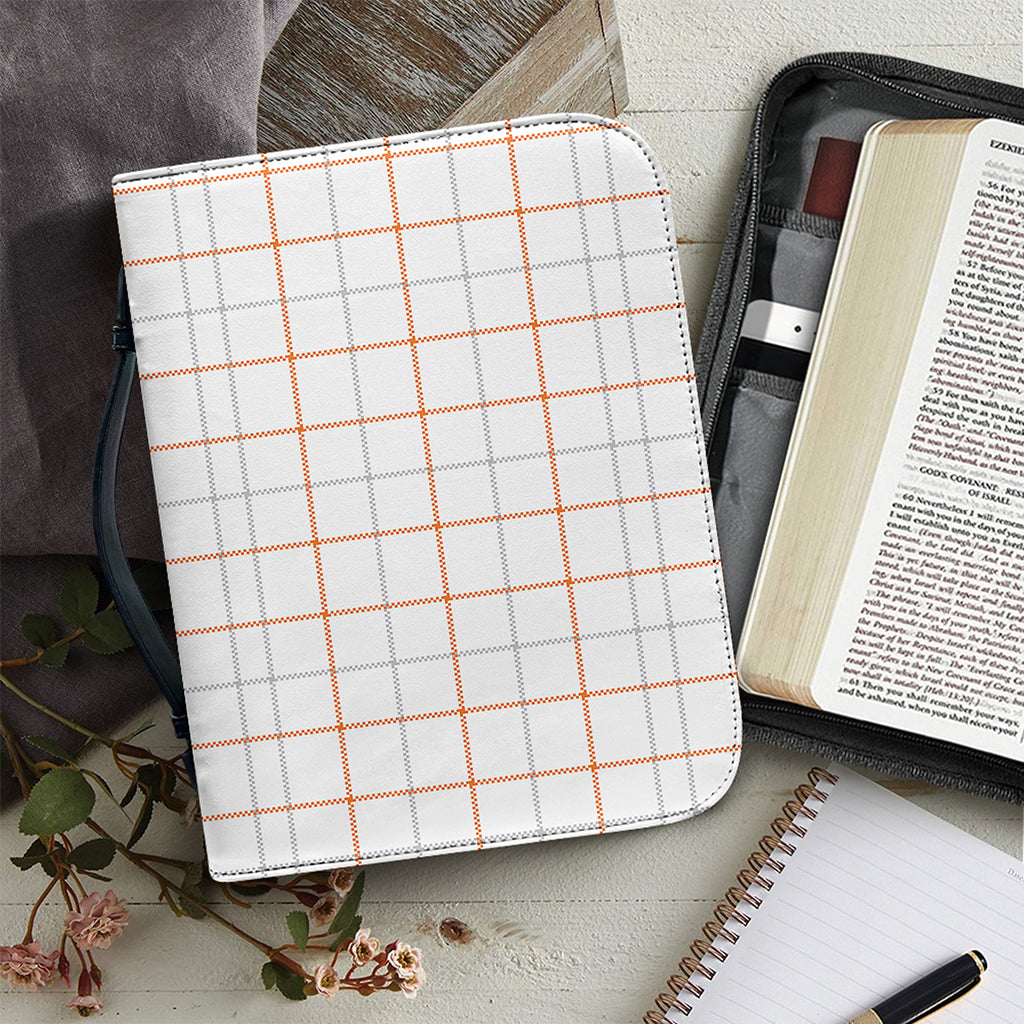 White Halloween Tattersall Pattern Print Leather Bible Cover