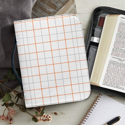 White Halloween Tattersall Pattern Print Leather Bible Cover