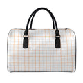 White Halloween Tattersall Pattern Print Leather Duffel Bag