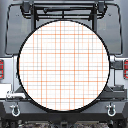 White Halloween Tattersall Pattern Print Leather Spare Tire Cover