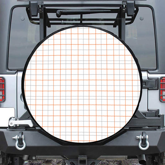 White Halloween Tattersall Pattern Print Leather Spare Tire Cover