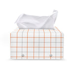 White Halloween Tattersall Pattern Print Leather Tissue Box Cover