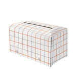 White Halloween Tattersall Pattern Print Leather Tissue Box Cover