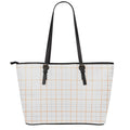 White Halloween Tattersall Pattern Print Leather Tote Bag With Zipper