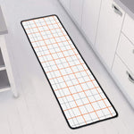 White Halloween Tattersall Pattern Print Long Kitchen Mat