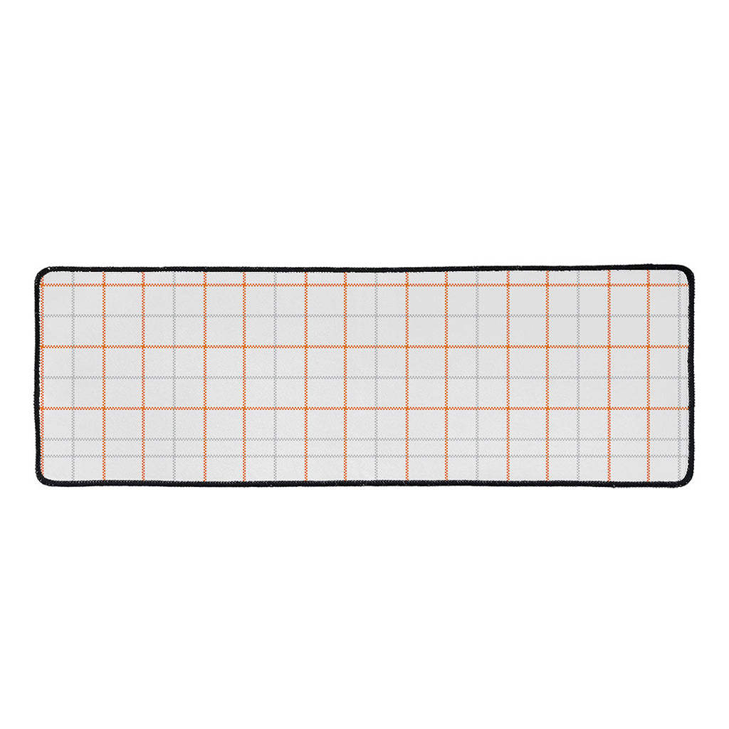 White Halloween Tattersall Pattern Print Long Kitchen Mat