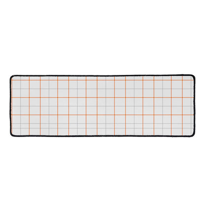 White Halloween Tattersall Pattern Print Long Kitchen Mat