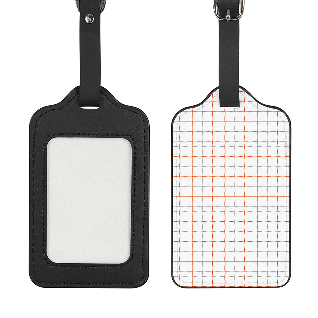 White Halloween Tattersall Pattern Print Luggage Tag
