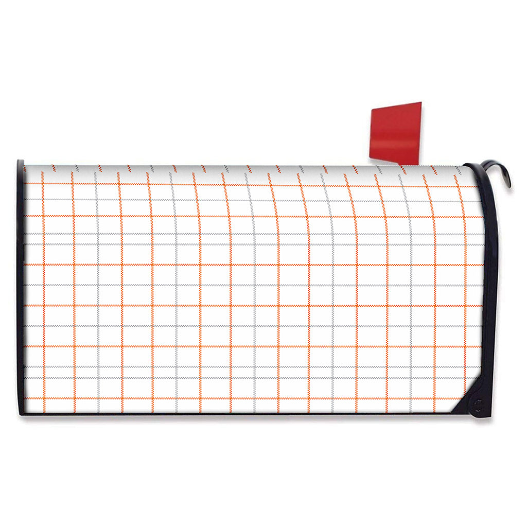 White Halloween Tattersall Pattern Print Mailbox Cover