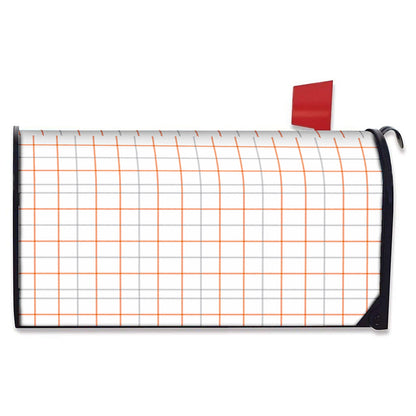 White Halloween Tattersall Pattern Print Mailbox Cover