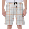 White Halloween Tattersall Pattern Print Men's Beach Shorts