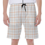 White Halloween Tattersall Pattern Print Men's Beach Shorts