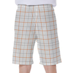 White Halloween Tattersall Pattern Print Men's Beach Shorts