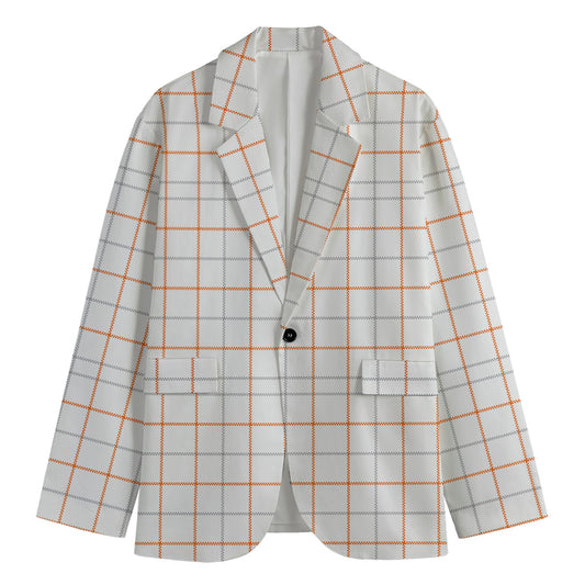 White Halloween Tattersall Pattern Print Men's Blazer