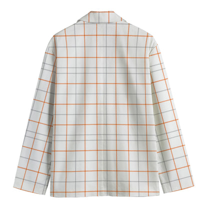 White Halloween Tattersall Pattern Print Men's Blazer