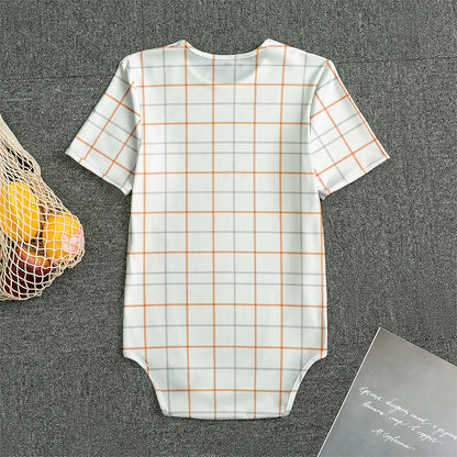 White Halloween Tattersall Pattern Print Men's Bodysuit